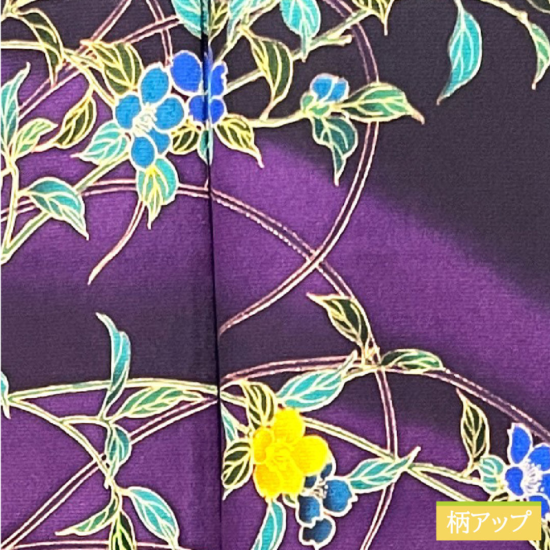 Homongi, pure silk, lined, length 158.5cm, sleeve length 65.5cm, brown, floral pattern, basting thread included, unused, S rank, purple, 1112003552320