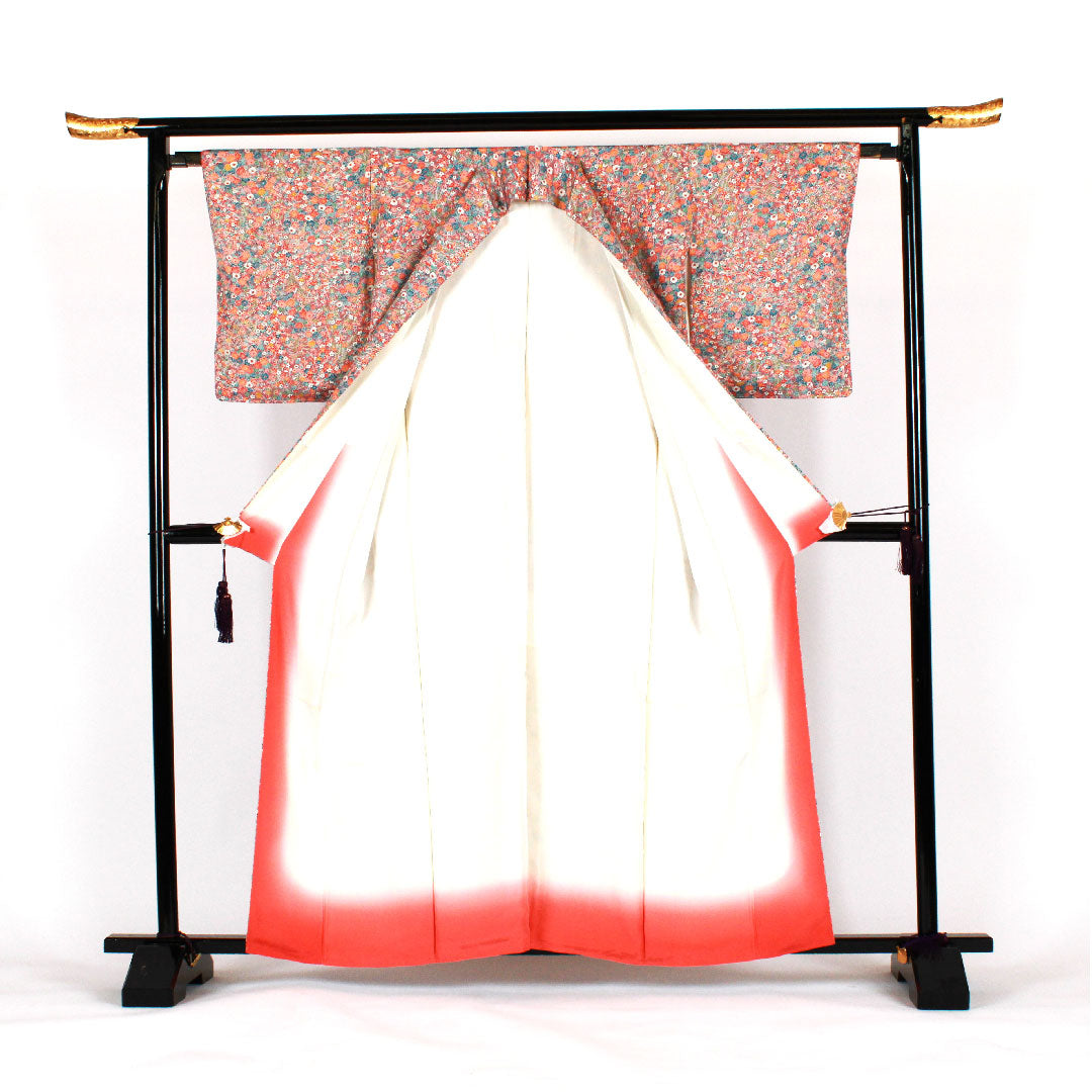 小紋 身丈161cm 裄丈64cm 袷 梅模様 レトロ 正絹 Sランク 紫系 1115000622320