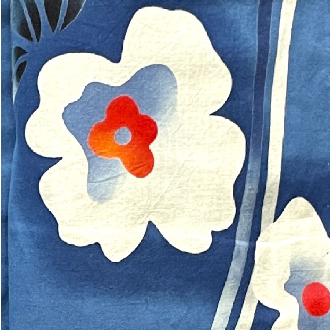 浴衣 空色 草花模様 木綿 Sランク 単衣 身丈152cm 裄丈63cm 青系 1118003342217