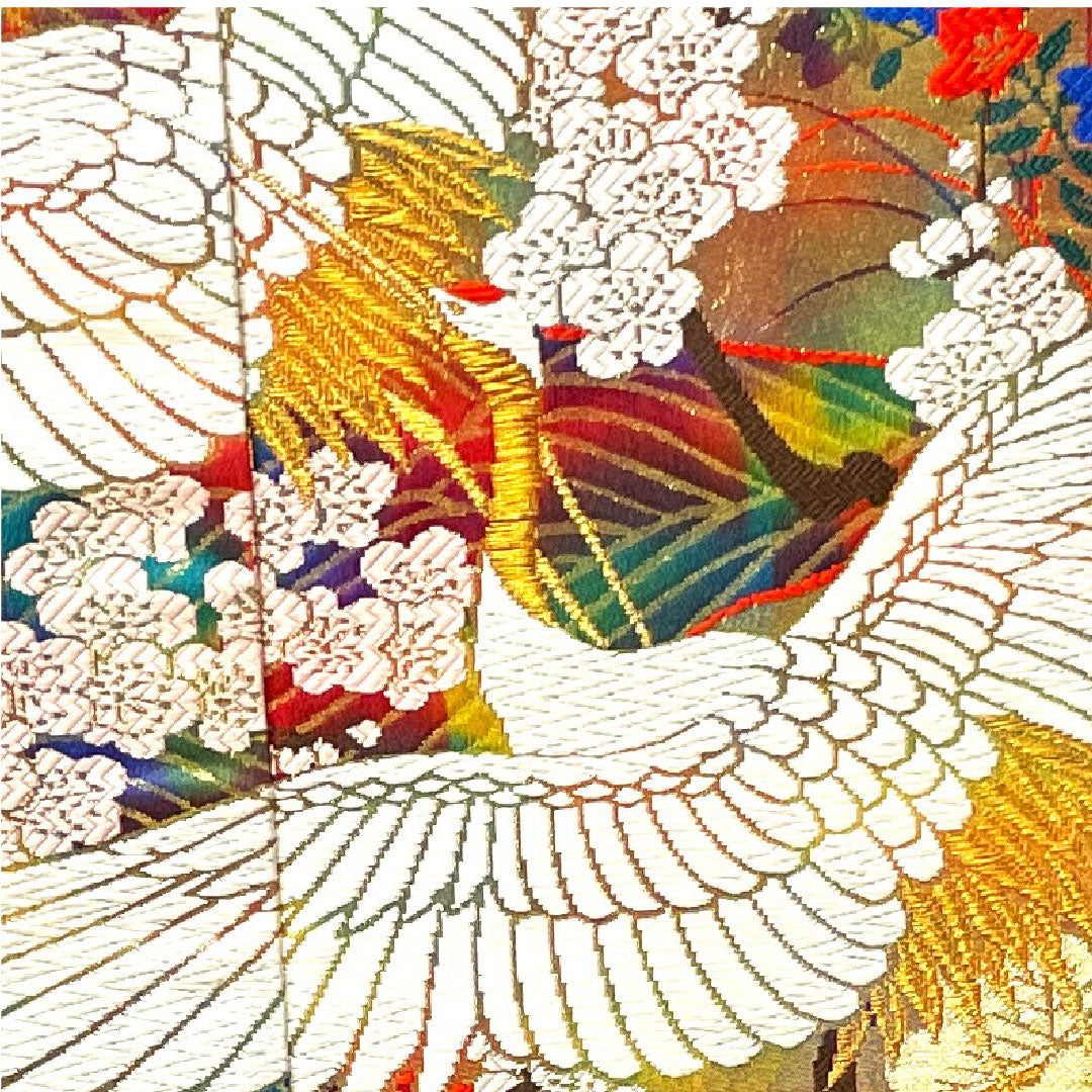 色打掛 身丈182cm 唐織 鶴 松 梅 波 正絹 Sランク 袷 グラデーション系 1110000582999