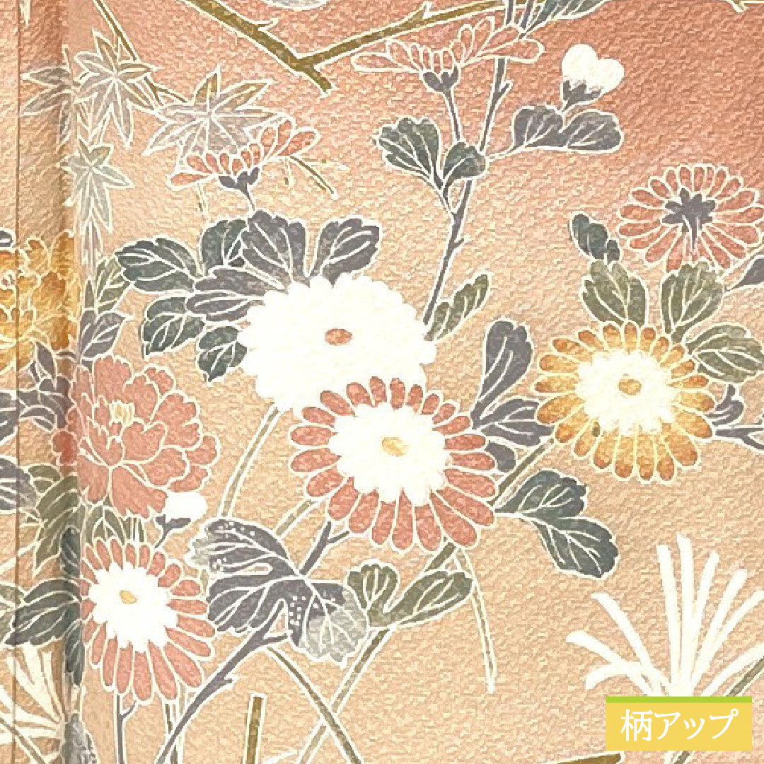 訪問着 正絹 袷 身丈162cm 裄丈64cm 東雲色(しののめいろ) 京友禅 草花模様 しつけ糸付き Sランク ピンク系 1112005692413