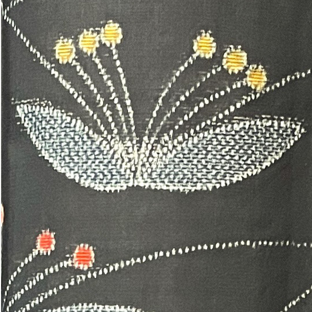 Tsumugi, Length 160cm, Sleeve length 66.5cm, with basting thread, Abstract pattern, Pure silk, S rank, Lined, Black, 1116002532410