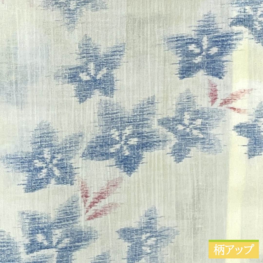 夏物 麻 紬 Sランク 身丈158.5cm 裄丈64cm 白百合色(しらゆりいろ) 夏上布 縮 花柄 紗 白系 1132003622311