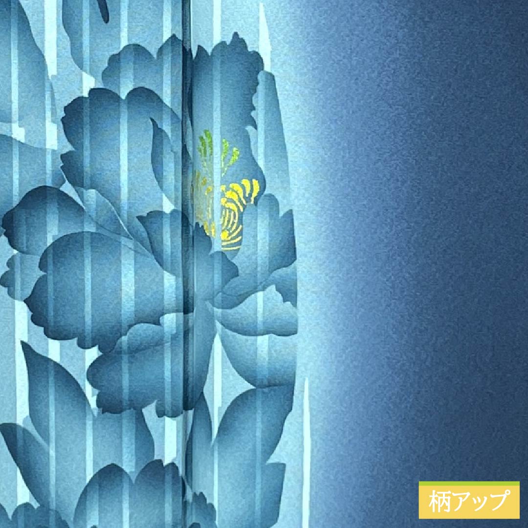 振袖 正絹 Aランク 身丈161cm 裄丈62.5cm 袷 印度藍色(いんどあいいろ) 京友禅 牡丹 紅葉 紺系 1113002833418