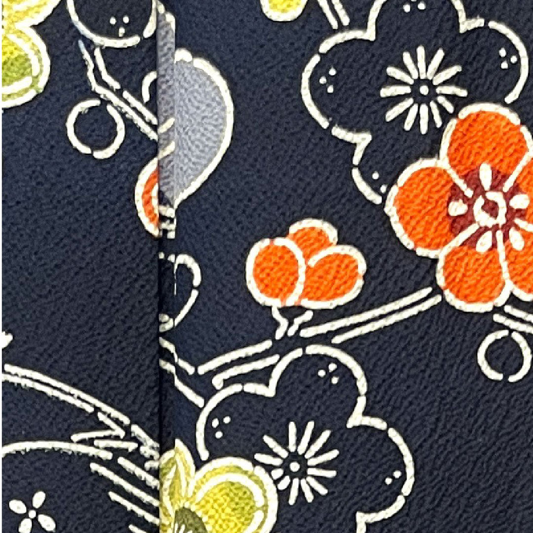 小紋 身丈158cm 裄丈63.5cm 袷 濃紺色 京紅型 松 梅 正絹 Aランク 紺系 1115003433318