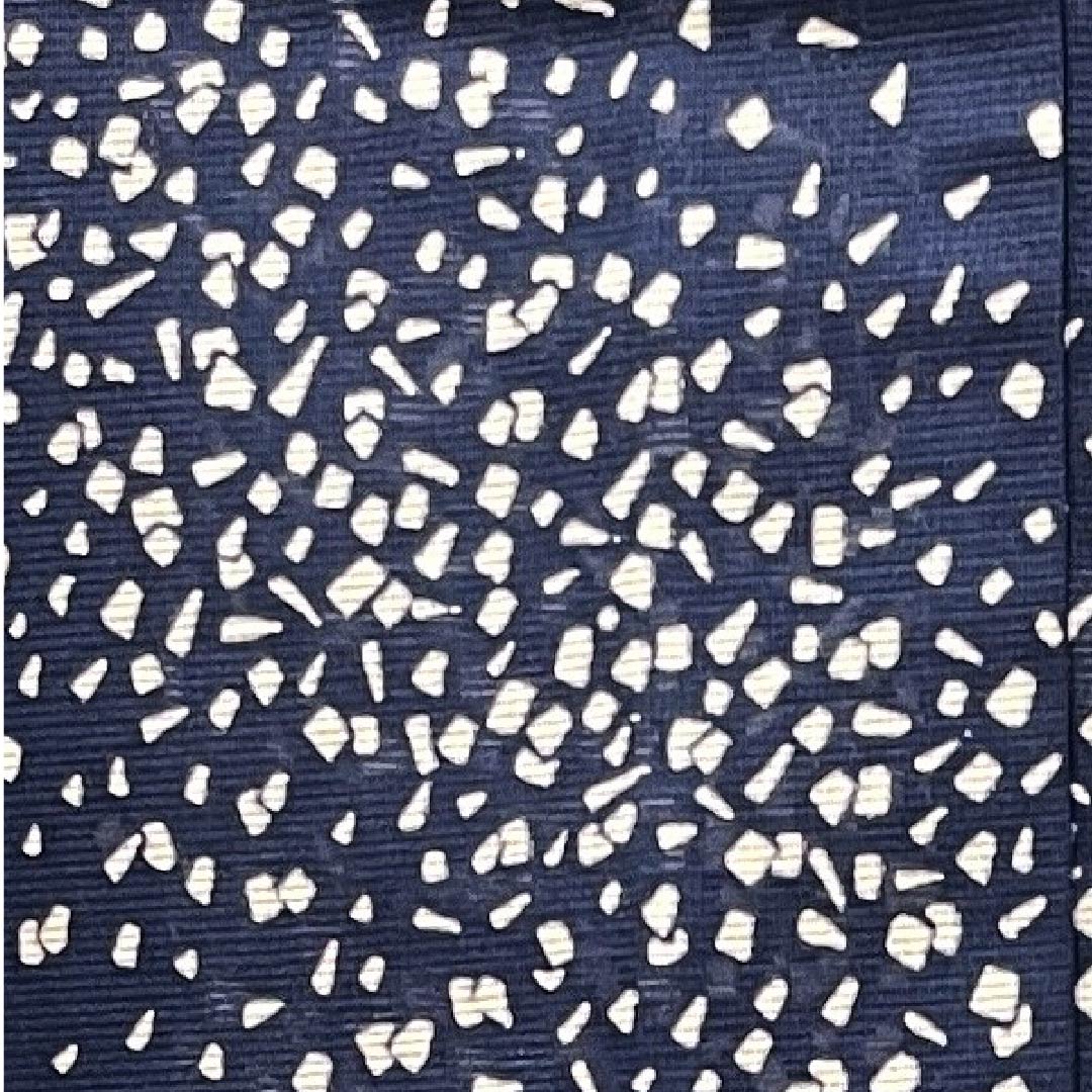 夏物 ポリエステル 訪問着 身丈166.5cm 裄丈66.5cm 韓藍色(からあいいろ)幾何学模様 絽 Aランク 紺系 1132000073518