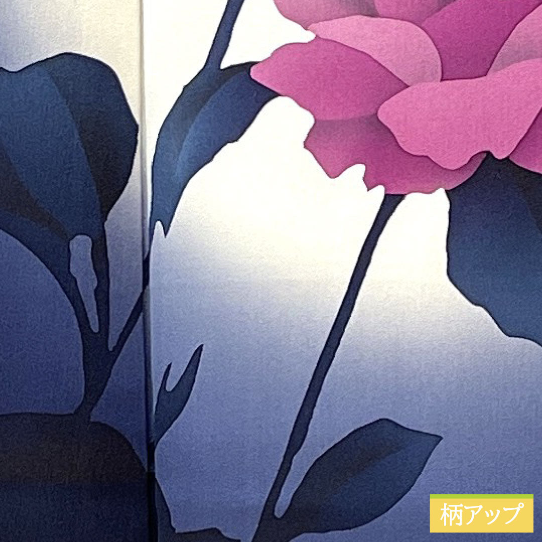 訪問着 正絹 袷 身丈159cm 裄丈65cm 濃紺色(のうこんいろ) 蝶 薔薇 Aランク 紺系 1112005883318