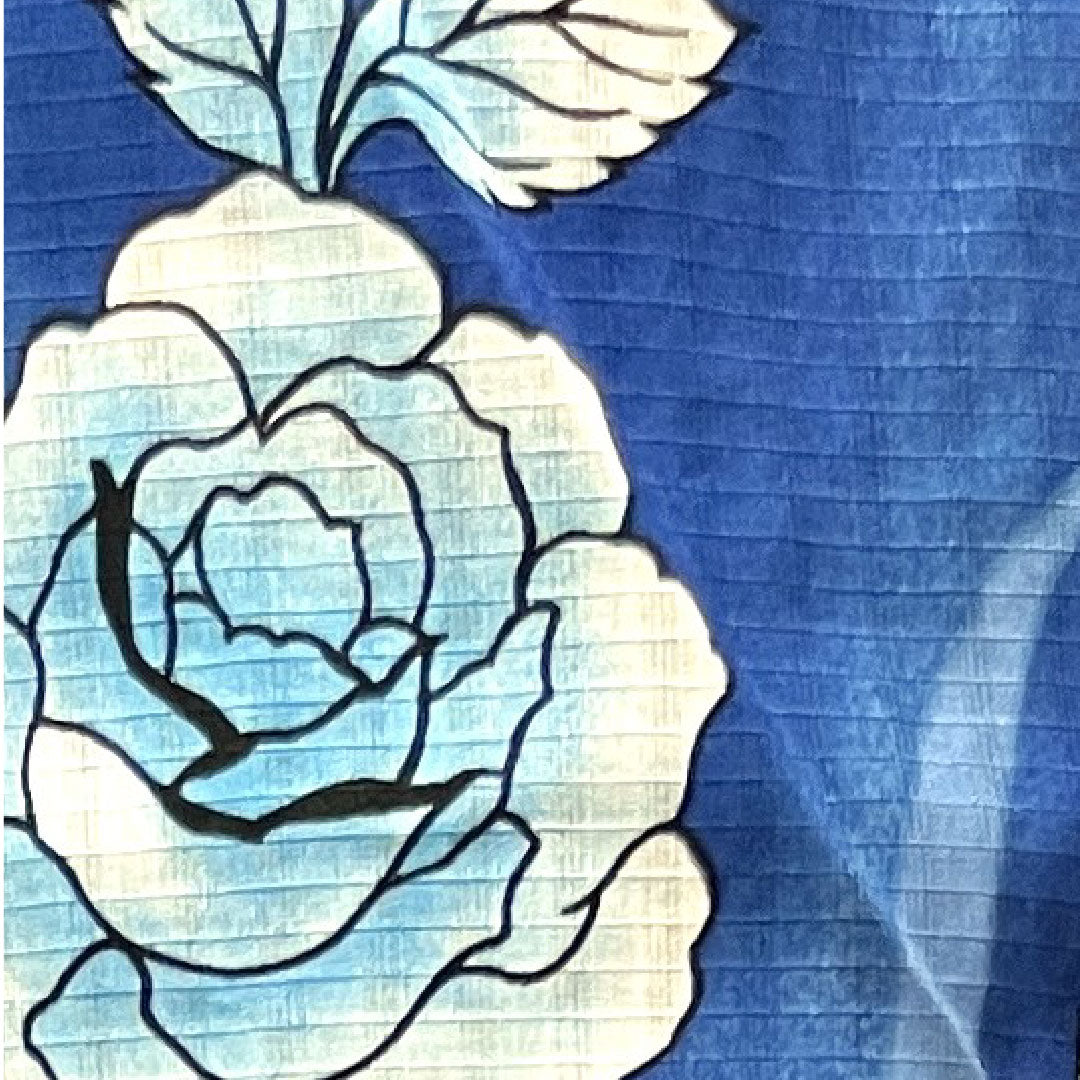 Yukata with basting thread, unused, lapis lazuli, rose, cotton, S rank, single layer, length 164.5cm, sleeve length 65.5cm, blue, 1118002932417