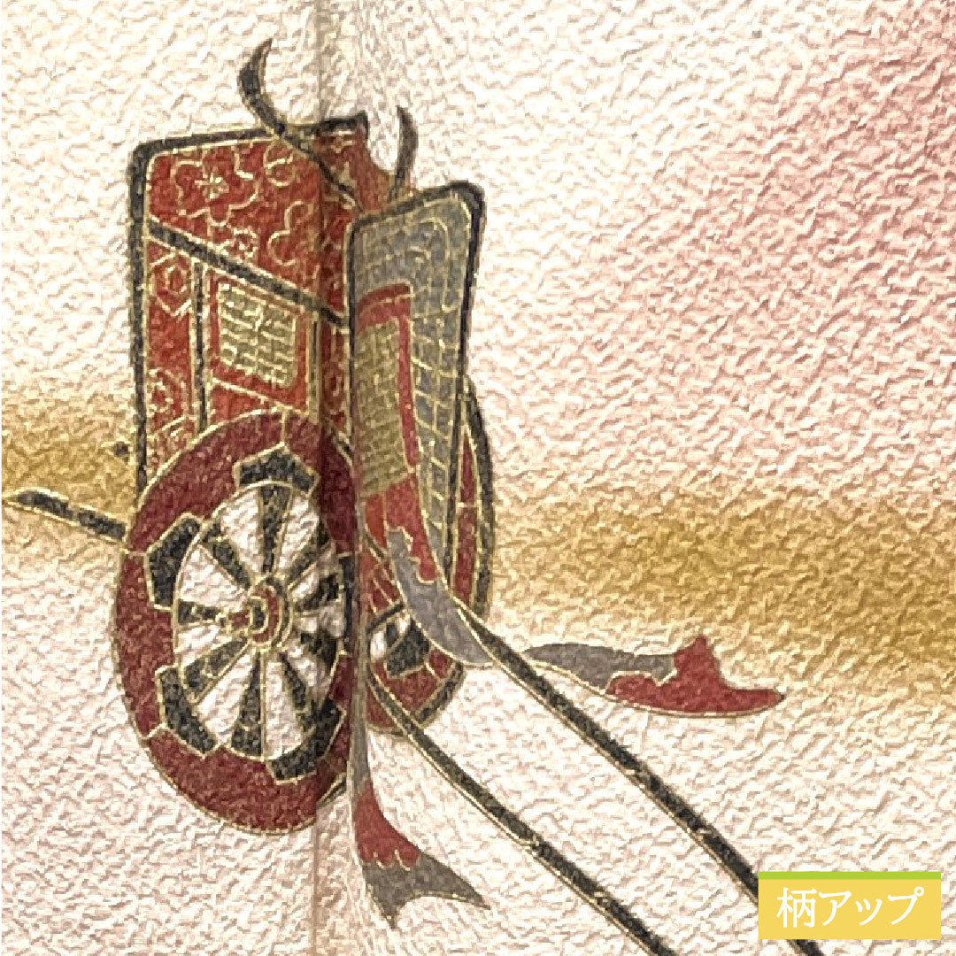 訪問着 正絹 袷 身丈155.5cm 裄丈62.5cm 葡萄色 作家物 京友禅 御所車 遠山ボカシ Sランク 紫系 1112003402320