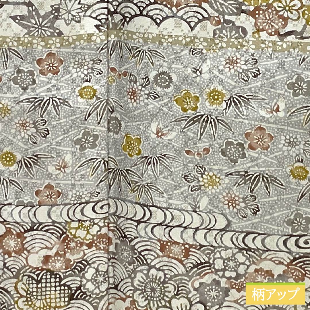 訪問着 正絹 Sランク 袷 身丈156cm 裄丈64.5cm 薄墨色(うすずみいろ) 絹鼠色(きぬねずいろ) 京紅型 花織 グレー系 1112006602322