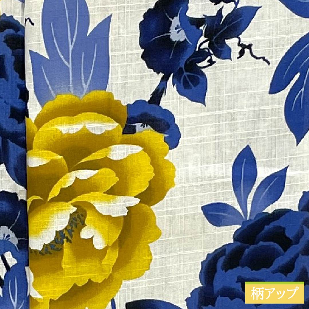 (新品未使用品)浴衣 木綿 身丈163.5cm 裄丈69cm NEWランク 単衣 白系 型染 牡丹 未使用品 1118006801411