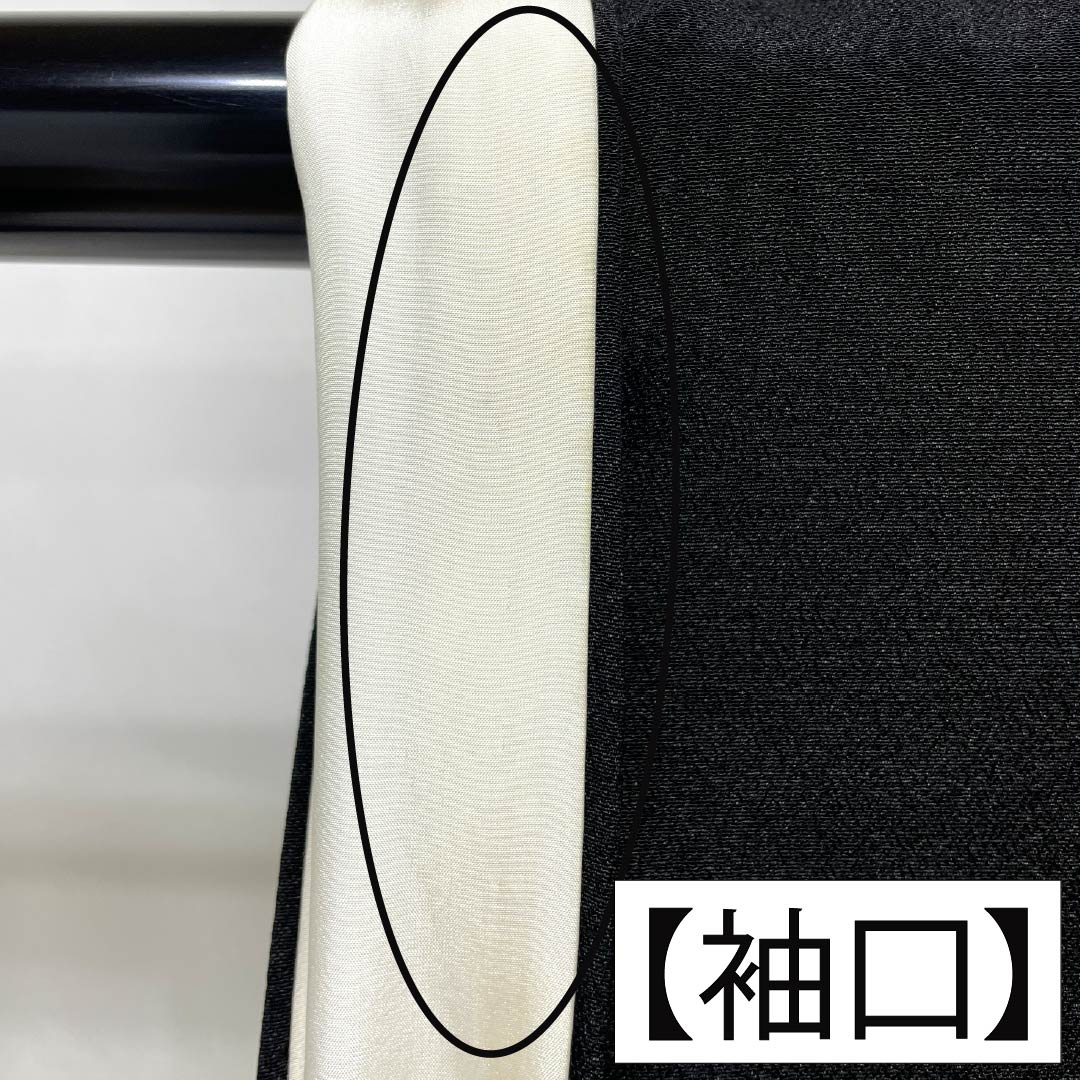 黒留袖 正絹 Aランク 身丈159.5cm 裄丈64cm 袷 京友禅 扇面 草花模様 雀 五つ紋 違い鷹の羽 比翼付き 五つ紋 黒系 1111002313310