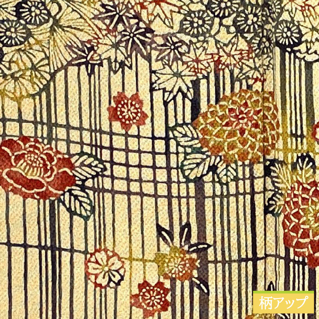 訪問着 正絹 袷 身丈172cm 裄丈64.5cm 松染色(まつぞめいろ) 京紅型 吉祥文様 シルファイン加工 ちりめん地 Sランク ベージュ系 1112005982625