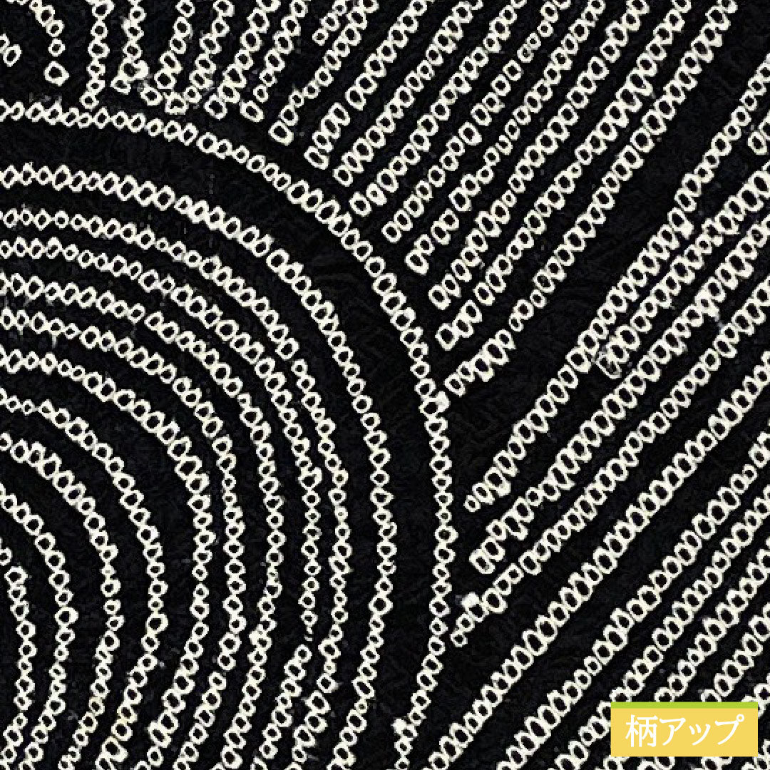 小紋 正絹 身丈171cm 裄丈67.5cm 袷 総絞り 波 Bランク 黒系 1115004724610