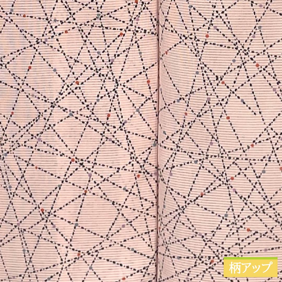 夏物 ポリエステル 小紋 身丈159.5cm 裄丈64cm 曙色(あけぼのいろ) 点 線 洗える着物 絽 Bランク ピンク系 1132002464313