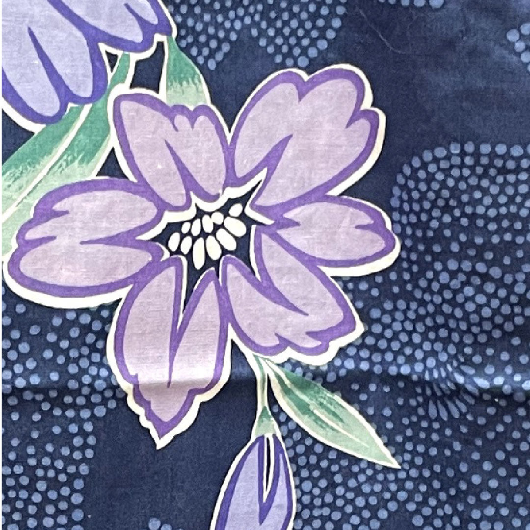 浴衣 韓藍色 ツツジ 木綿 Sランク 単衣 身丈165cm 裄丈66cm 紺系 1118003602518