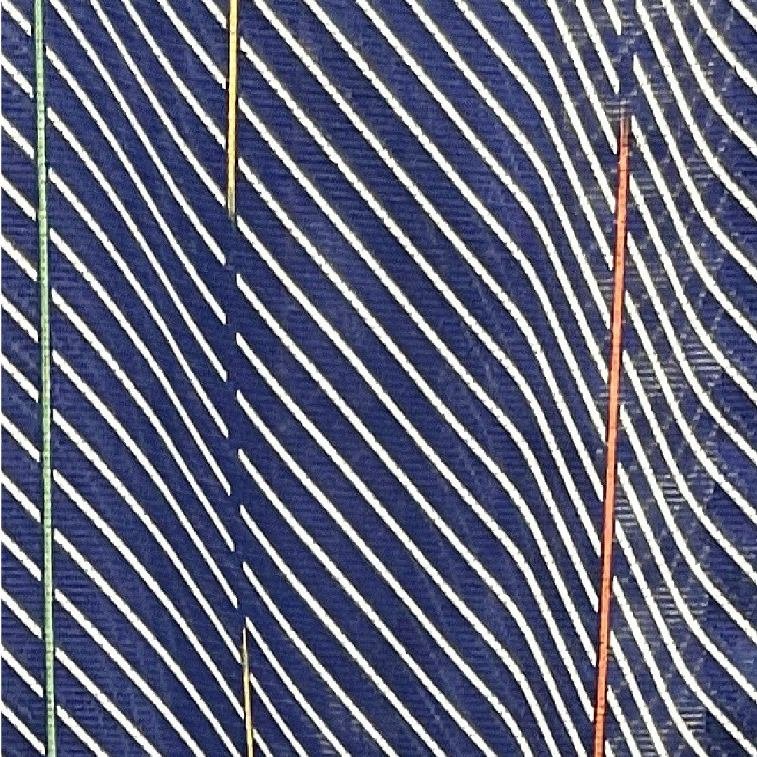 Summer kimono, polyester, small pattern, length 170.5cm, sleeve length 65cm, navy bellflower color, geometric pattern, washable kimono, with basting thread, silk, S rank, navy blue, 1132001552618