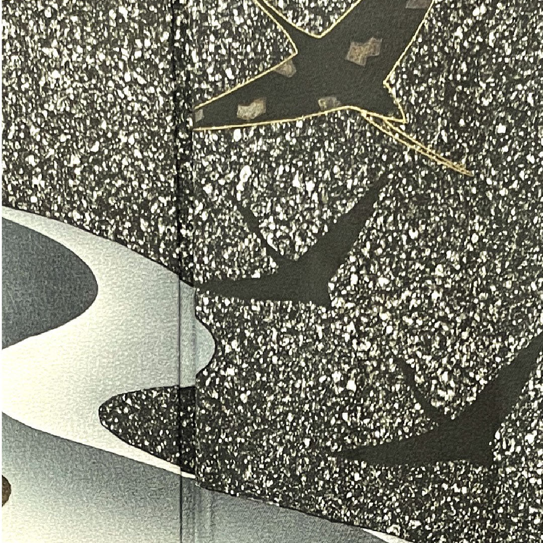 訪問着 袷 身丈165cm 裄丈65cm タタキ染 鶴 五三桐 正絹 Sランク 黒系 1112002592510