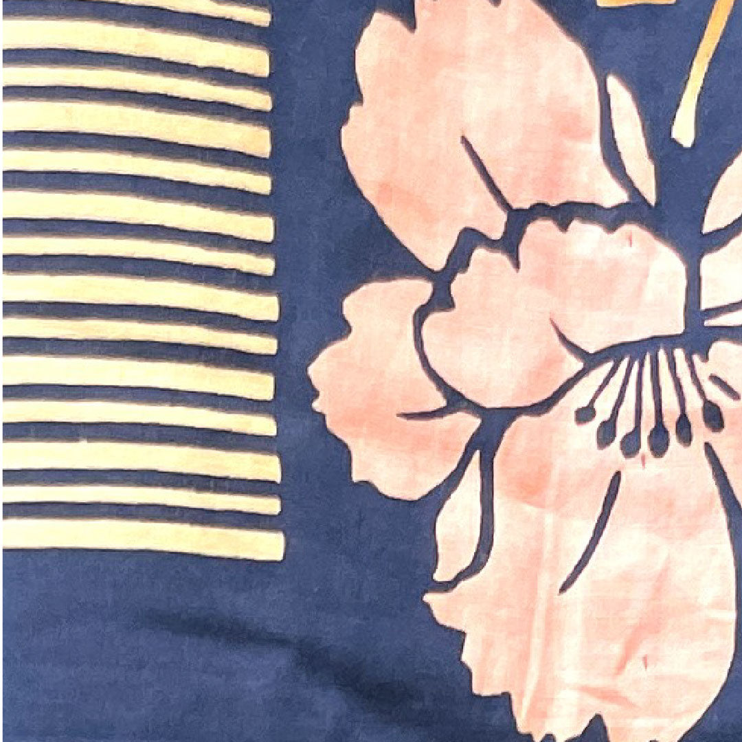 浴衣 濃二藍色 草花模様 木綿 Sランク 単衣 身丈163.5cm 裄丈64cm 紺系 1118001822418