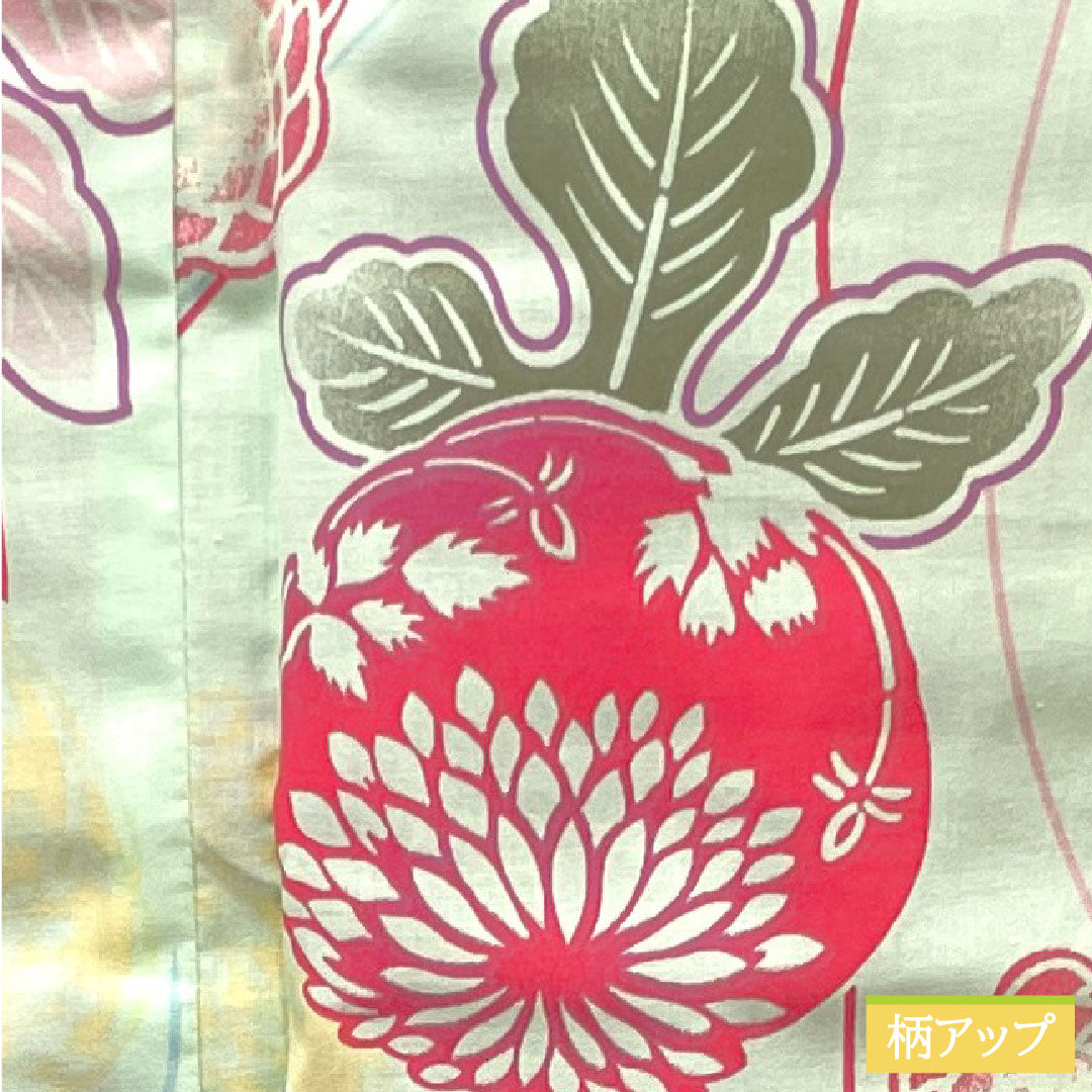Yukata Cotton Length 167.5cm Sleeve length 66.5cm S rank Single layer Greenish white-green Abstract flower 1118004632519