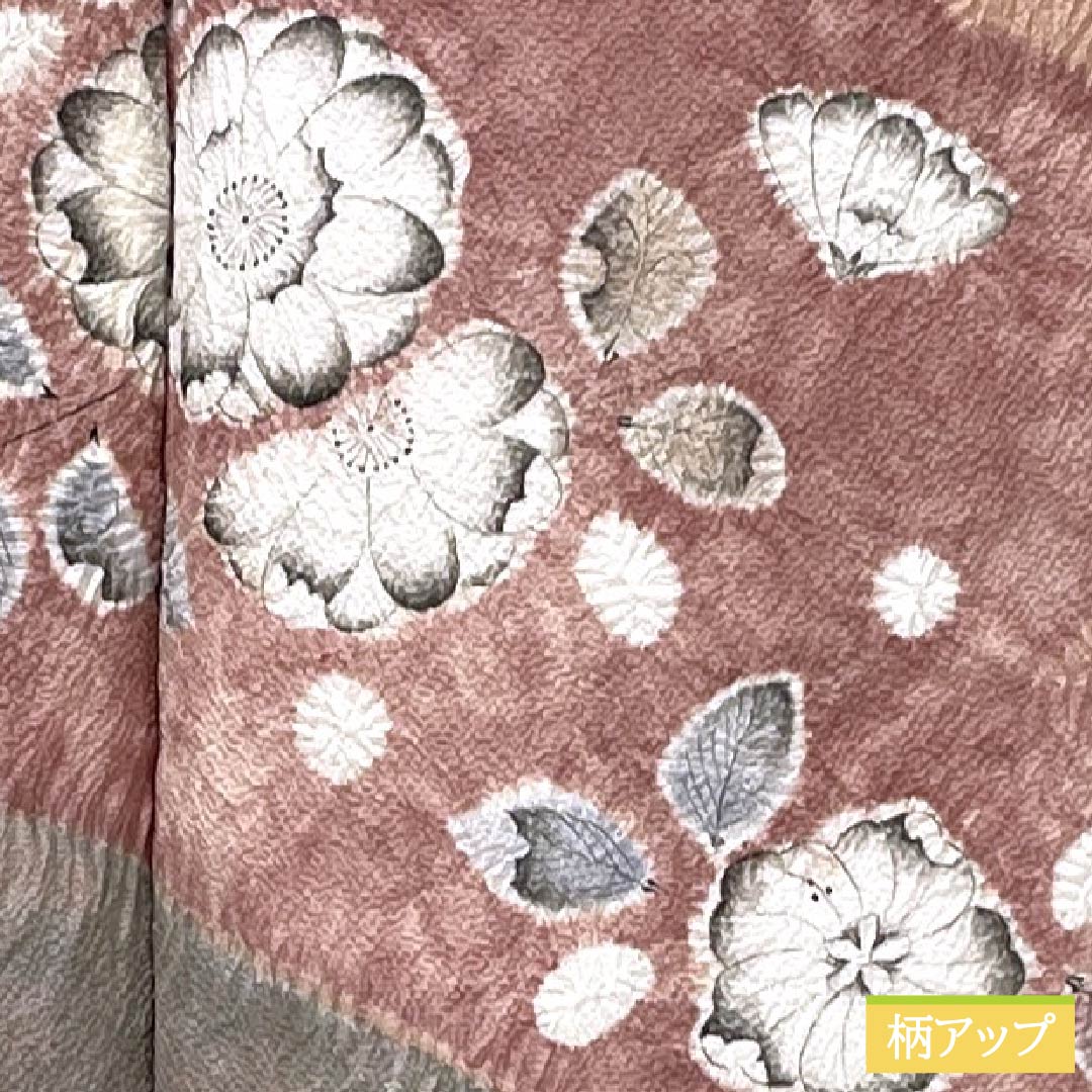 Visiting Kimono, Pure Silk, Grade A, Lined, Length 152cm, Sleeve Length 63cm, Shinonome-iro (Shinonome-iro) Chirimen Fabric, Tsujigahana Pattern, Pink, Product Number: 1112006853213