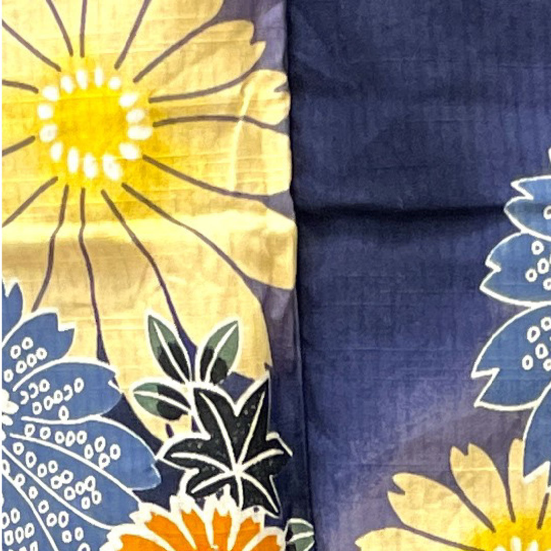 浴衣 マリーゴールド 木綿 Sランク 単衣 身丈154.5cm 裄丈62cm 紺系 1118002102218
