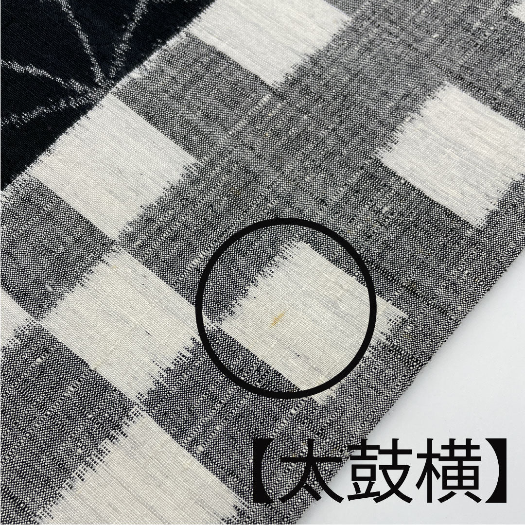 名古屋帯 麻の葉 市松 紬地 本真綿帯丈355cm 正絹 Aランク 六通 カジュアル 黒系 1124001553310 名古屋仕立て