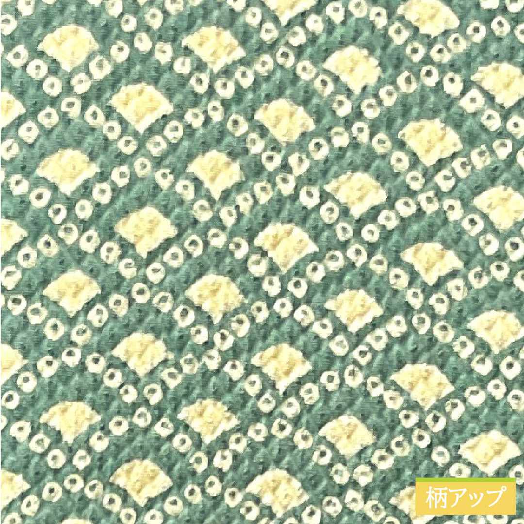 小紋 正絹 身丈167.5cm 裄丈65.5cm 袷 山藍摺色 Sランク 緑系 1115003672519