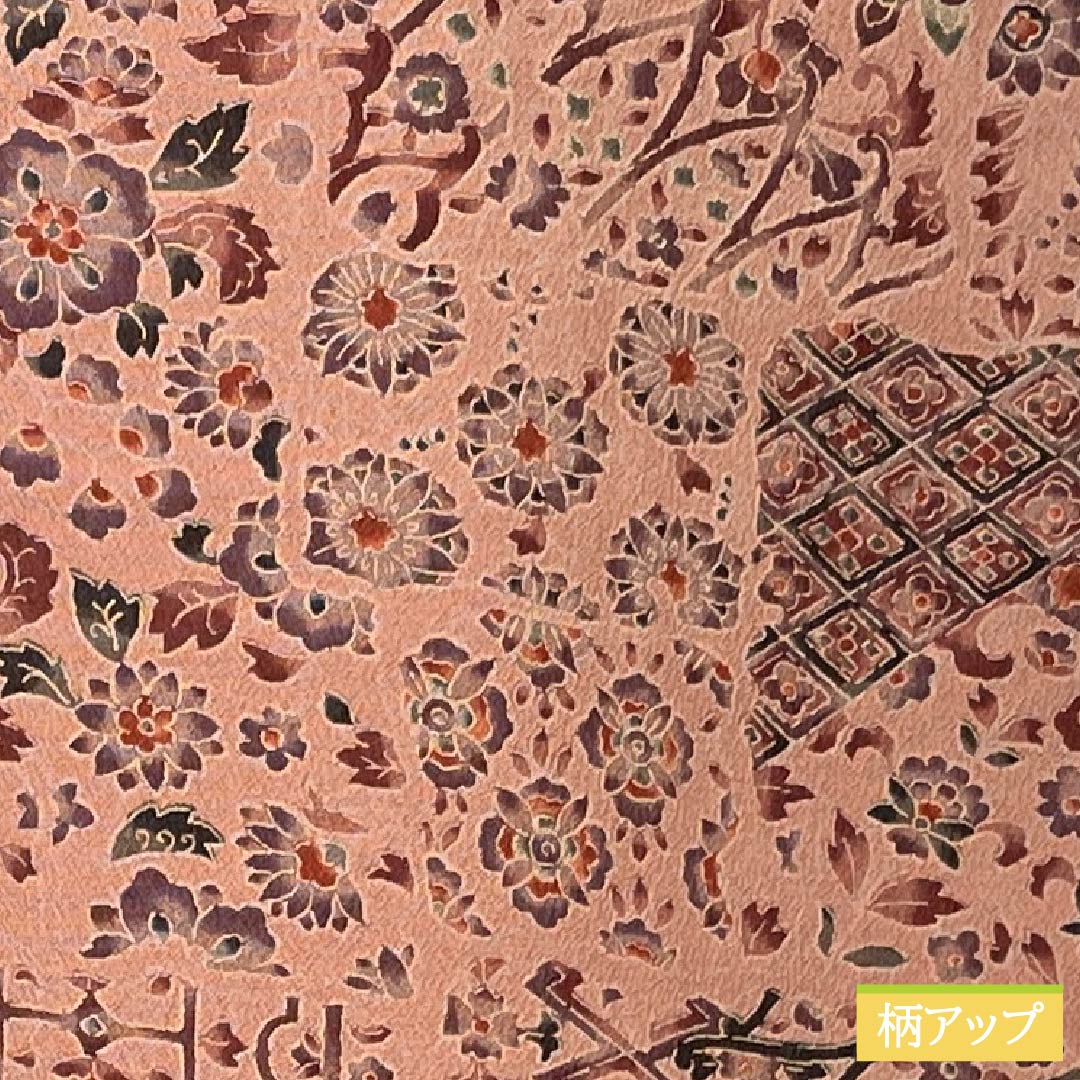 小紋 正絹 Sランク 身丈153.5cm 裄丈63.5cm 袷 緋褪色(ひさめいろ) 更紗 朱系 1115007532216