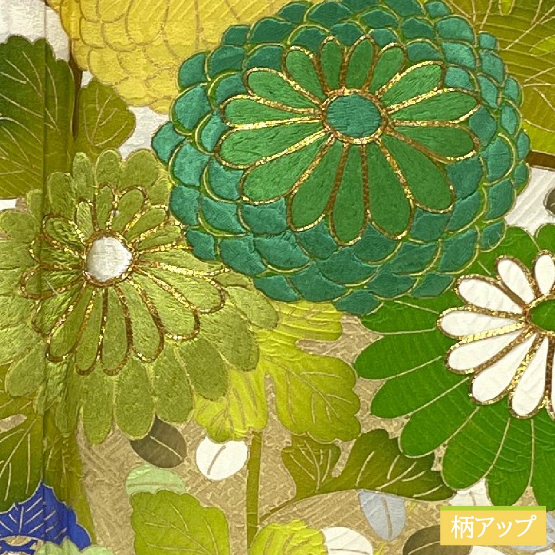 訪問着 正絹 Aランク 袷 身丈162cm 裄丈63.5cm 京友禅 松 菊 白系 1112006353411