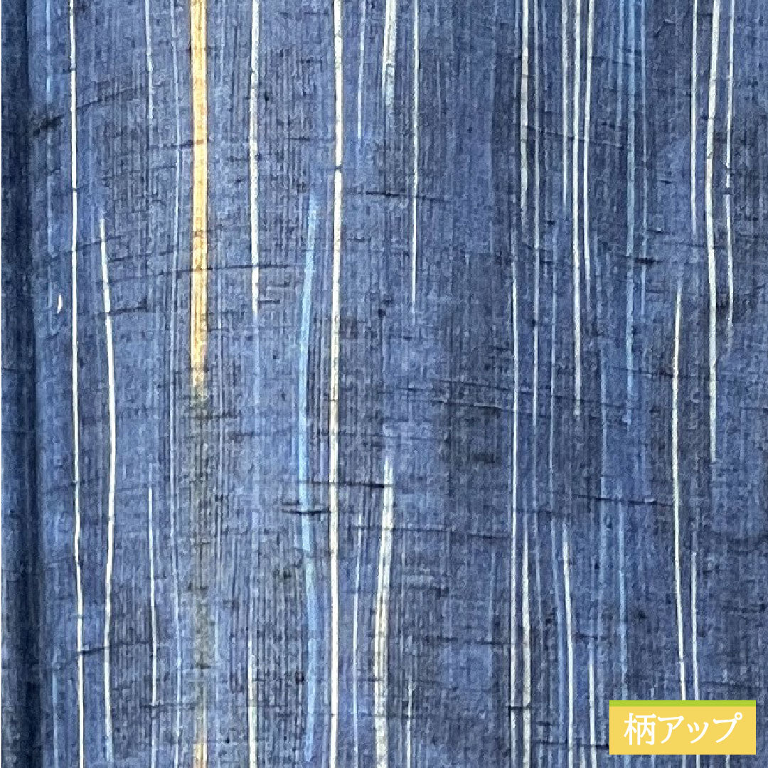 紬 正絹 身丈154.5cm 裄丈62cm 瑠璃紺色 よろけ縞 しつけ糸付き 未使用品 Sランク 単衣 紺系 1116003122218