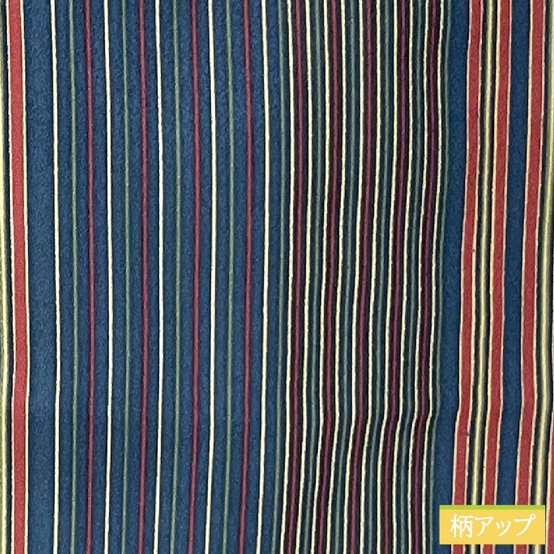 Small-pattern kimono, polyester, S rank, length 162cm, sleeve-to-sleeve 65.5cm, unlined, Berlin blue, stencil-dyed, striped, washable kimono, navy系, 1115007822418