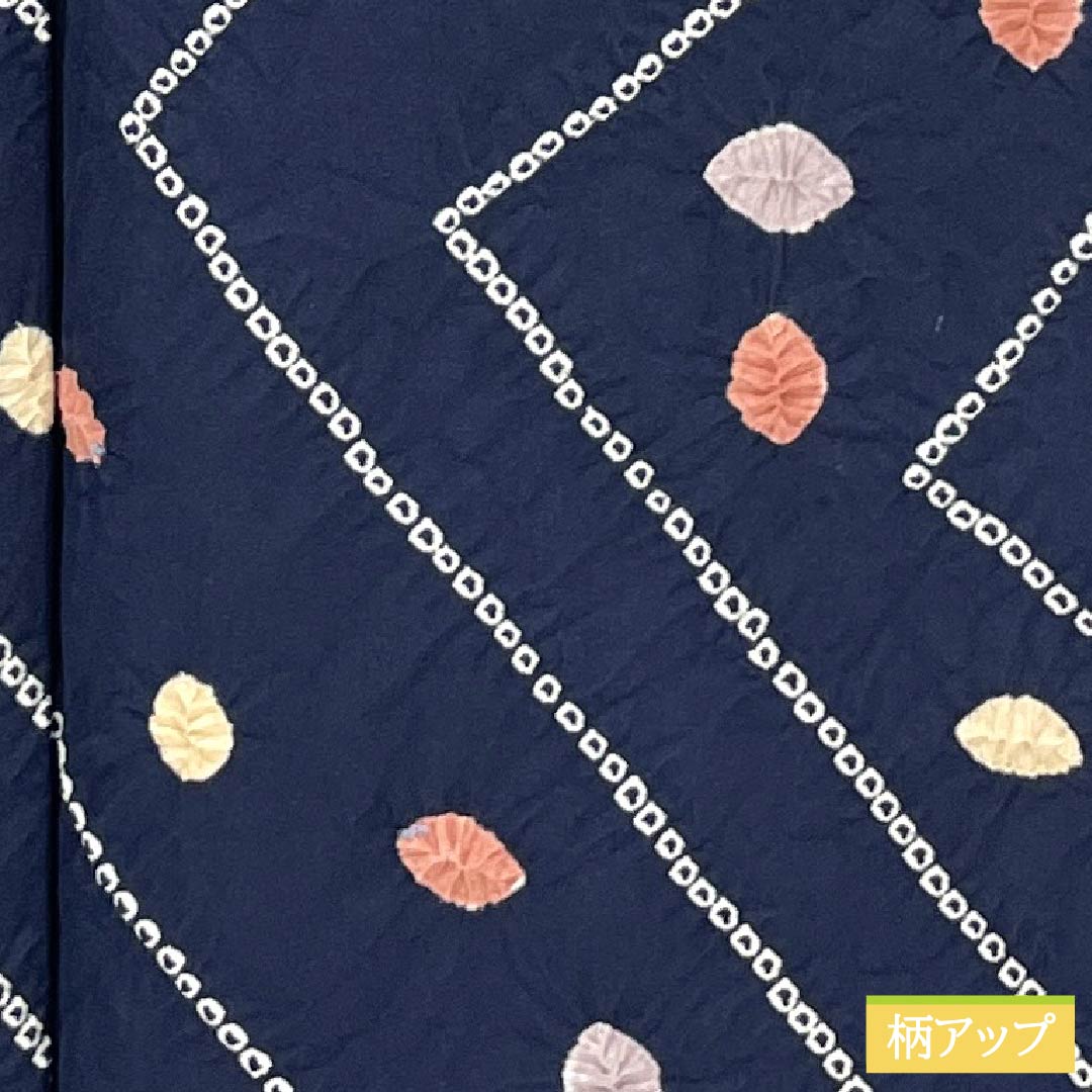 小紋 正絹 Sランク 身丈154.5cm 裄丈62.5cm 袷 濃紺色(のうこんいろ) 線 小帽子絞り しつけ糸付き 紺系 1115006762218