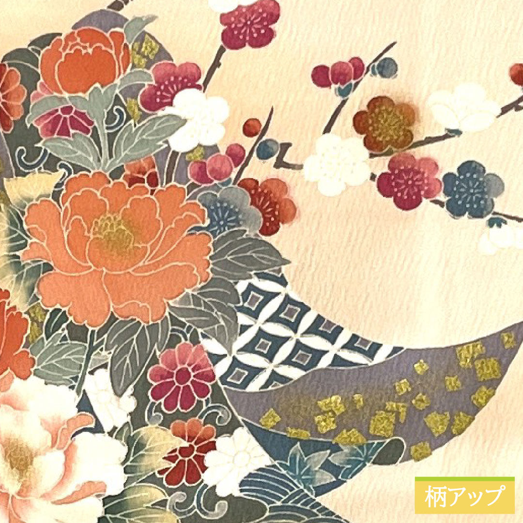 訪問着 正絹 袷 身丈161.5cm 裄丈63cm 乙女色(おとめいろ) 京友禅 草花模様 Sランク ピンク系 1112005312413