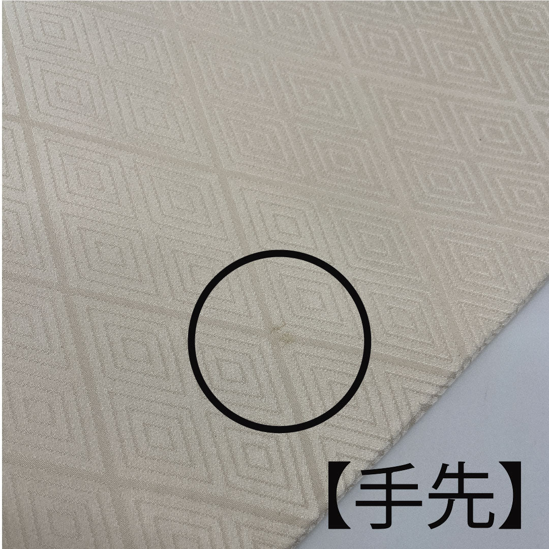 名古屋帯 縮緬 桜 楓 扇 絞り帯丈374cm 正絹 Aランク 六通 カジュアル 白系 1124001663311 名古屋仕立て