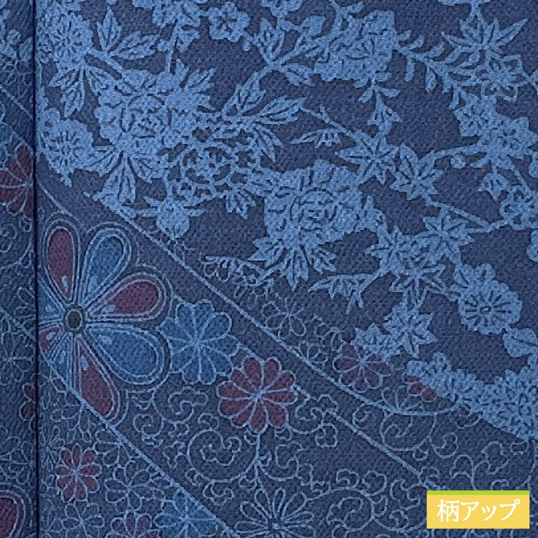 Homongi (formal kimono) made of pure silk, length 159cm, sleeve length 62cm, lined, dark navy blue, stencil-dyed, all-flower pattern, A rank, navy blue, 1115005403318