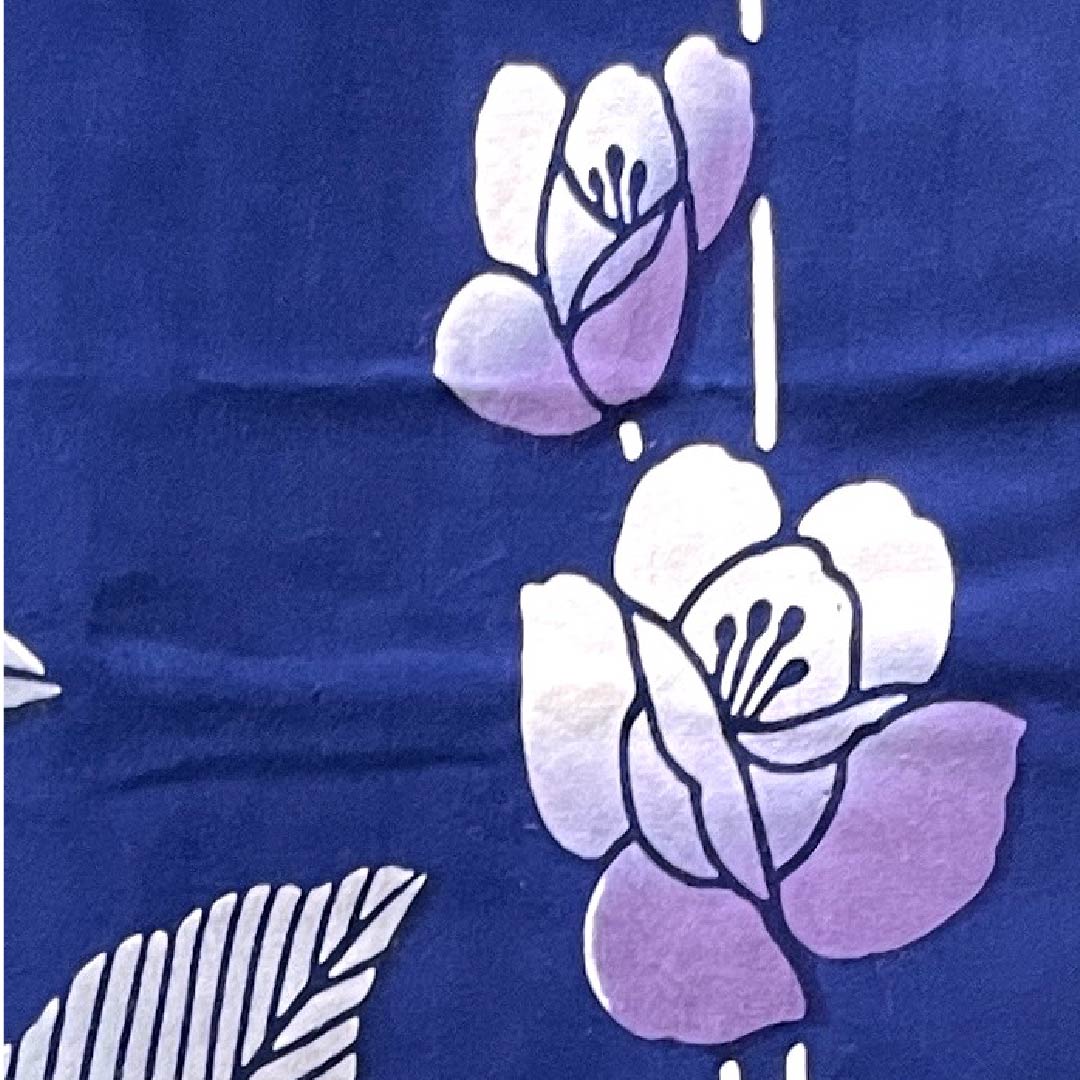 浴衣 紺桔梗色 薔薇 木綿 Sランク 単衣 身丈161.5cm 裄丈71cm 紺系 1118004132418