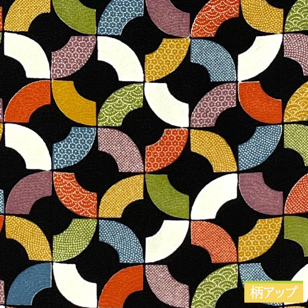 小紋 正絹 身丈154.5cm 裄丈62cm 袷 幾何学模様 しつけ糸付き Sランク 黒系 1115005652210