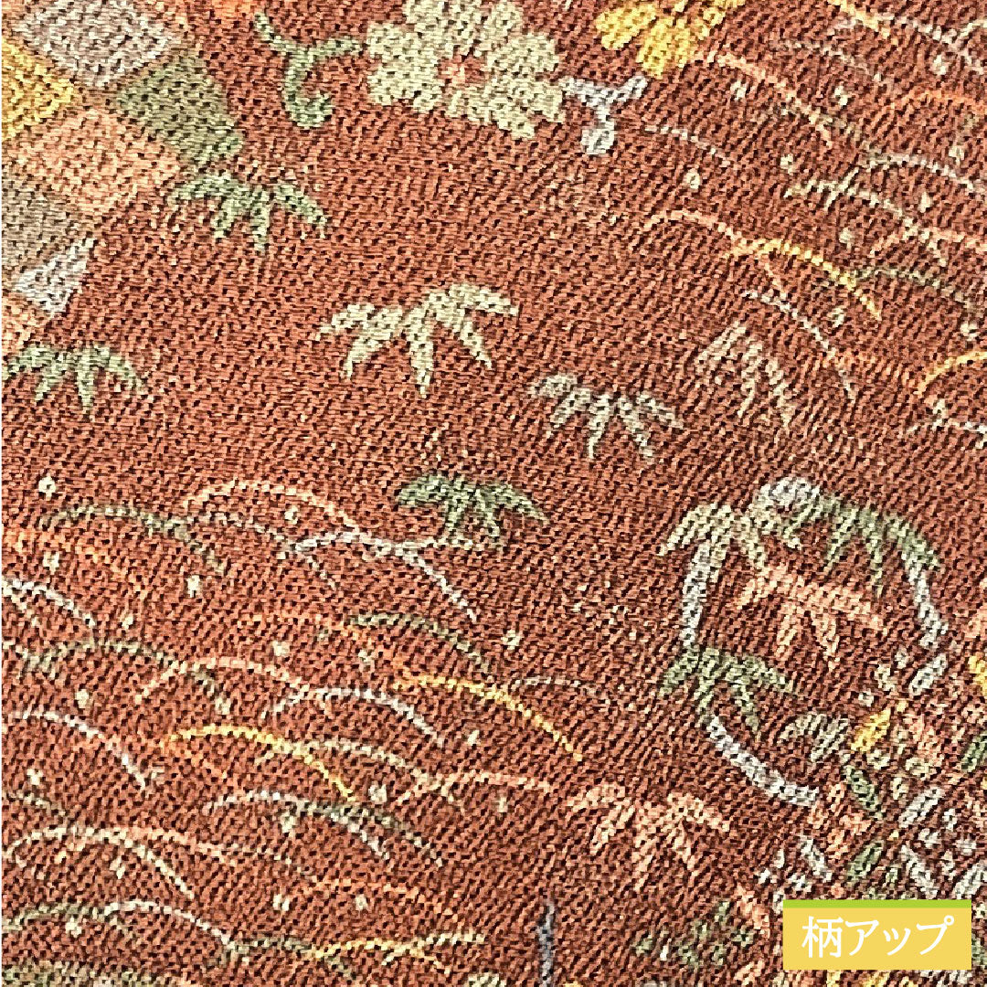 小紋 正絹 身丈157.5cm 裄丈63.5cm 袷 褐色 吉祥文様 Aランク 茶系 1115003583314
