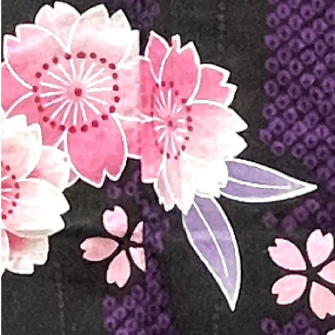 浴衣 モノトーン 桜 木綿 Sランク 単衣 身丈160cm 裄丈62.5cm 紫系 1118001442420