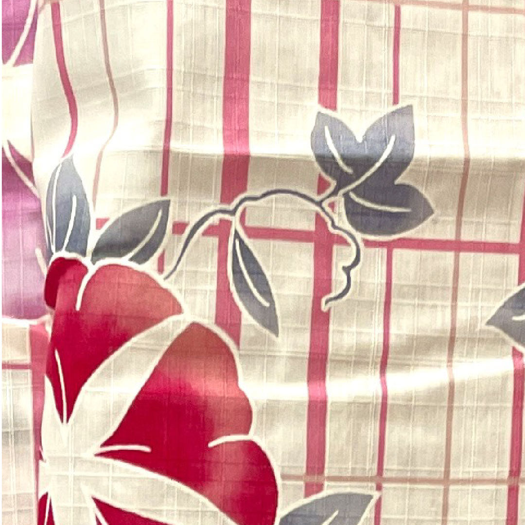 Yukata Morning Glory Check Cotton S Rank Single Layer Length 162.5cm Sleeve Length 65cm White 1118001512411