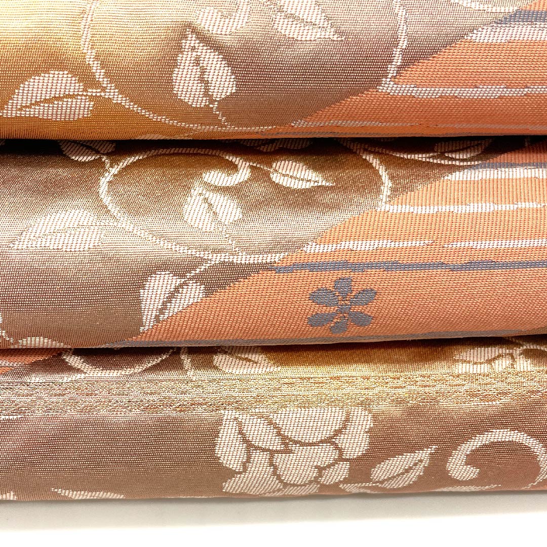 (未仕立)袋帯 緋褪色(ひさめいろ) 正倉院裂文 帯丈434cm 正絹 Sランク 六通 フォーマル ピンク系 1123002892313