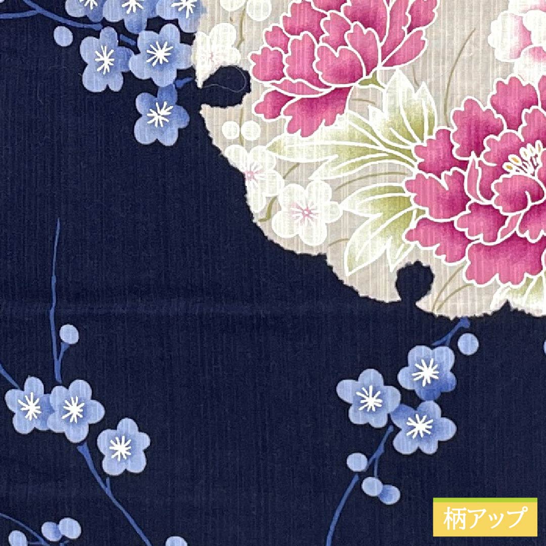 Yukata Cotton Length 161cm Sleeve length 68cm S rank Single layer Navy Deep navy blue Snowflake Flower pattern 1118005492418