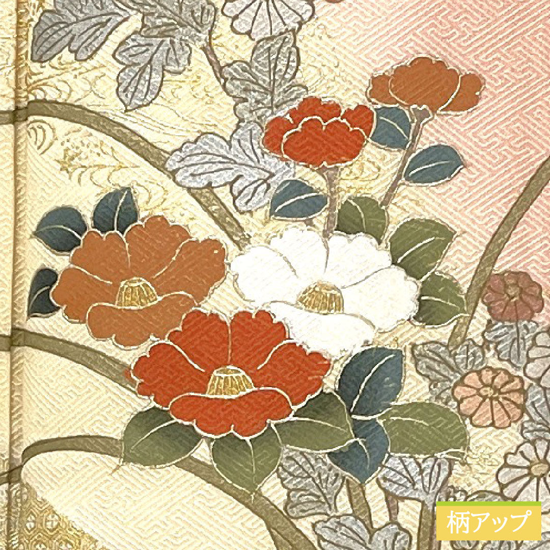 訪問着 正絹 袷 身丈161.5cm 裄丈65.5cm 薄紅梅色(うすこうばいいろ) 京友禅 吉祥文様 Bランク ピンク系 1112006004413