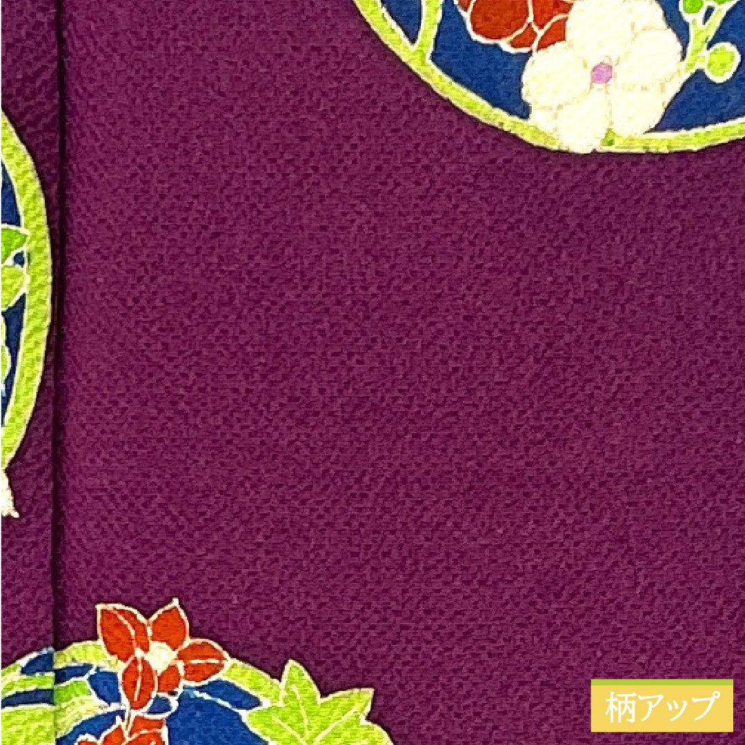 Homongi, pure silk, lined, length 158.5cm, sleeve length 64.5cm, light purple, Kyoto Yuzen, chrysanthemum, iris, crepe, A rank, purple, 1112005173320