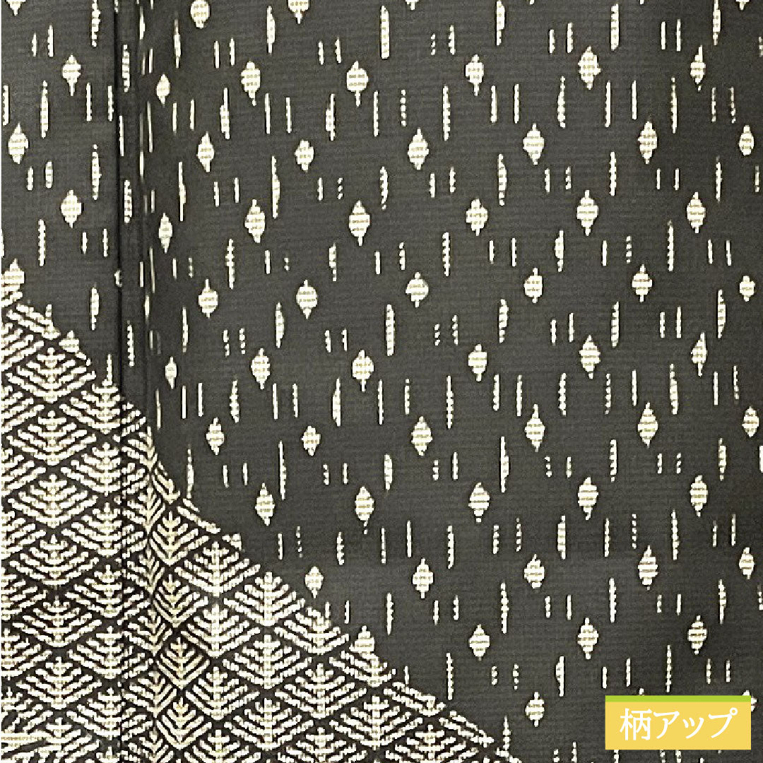 Homongi, pure silk, lined, length 167.5cm, sleeve length 69.5cm, pongee fabric, dyed Oshima, geometric pattern, Kirara Guard, S rank, black, 1112003582510