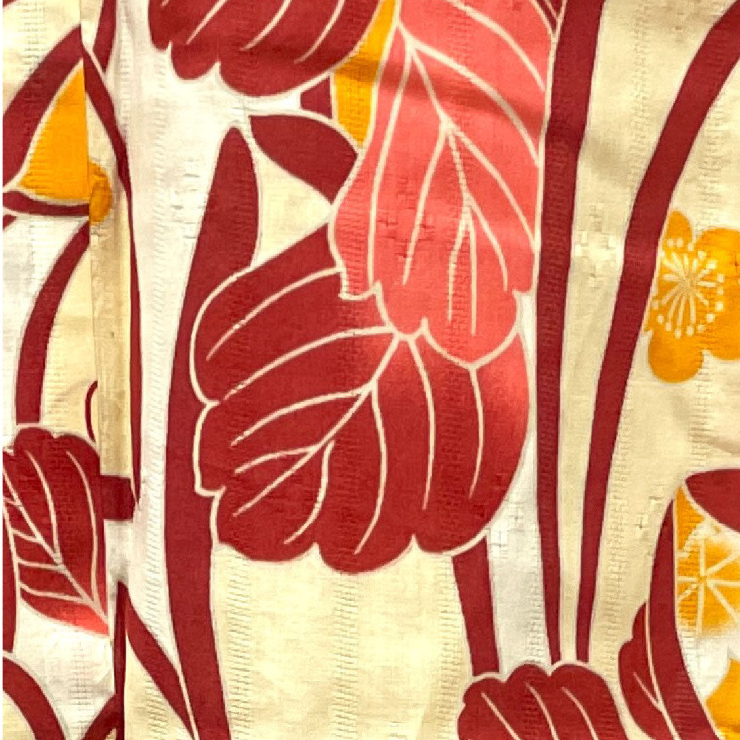 Yukata Flower Pattern Cotton S Rank Single Layer Length 162cm Sleeve Length 65.5cm White 1118001152411