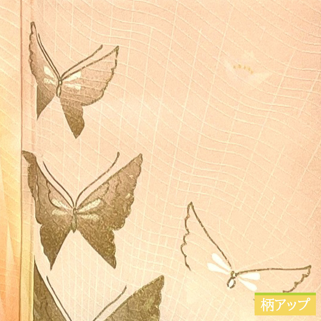 訪問着 正絹 袷 身丈167.5cm 裄丈68.5cm 今様色(いまよういろ) 京友禅 蝶 しつけ糸付き Aランク ピンク系 1112005933513