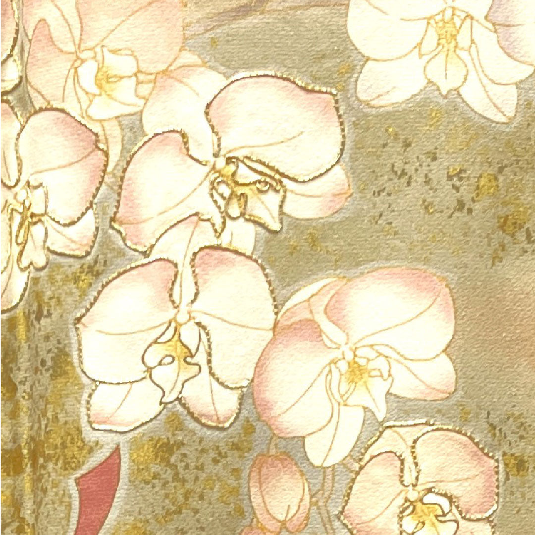 Colored Tomesode, Length 164.5cm, Sleeve Length 69cm, Lined, Walnut, Kyo-Yuzen, Peacock, Orchid, Three-Floor Diamond, Pure Silk, S Rank, One Crest, Beige, 1111001172425