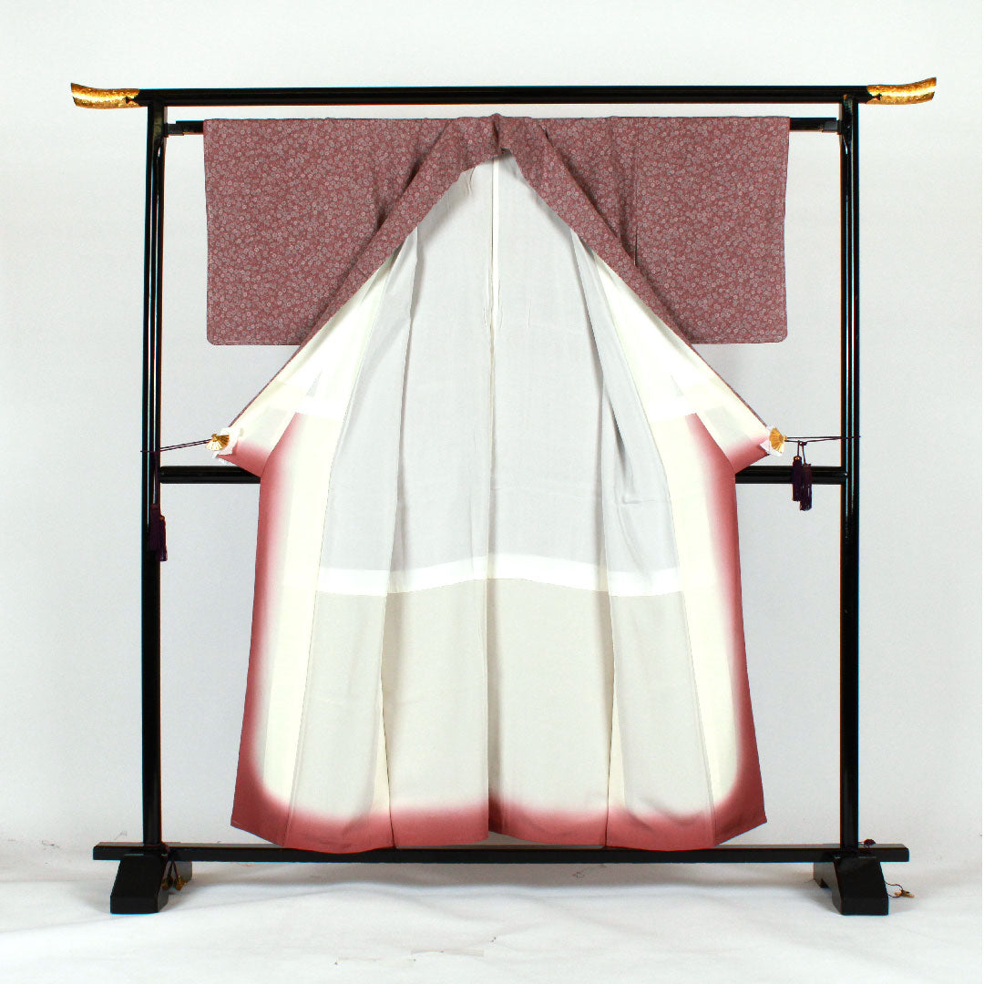 小紋 身丈156cm 裄丈63cm 袷 小花文様 正絹 Sランク 紫系 1115001462320